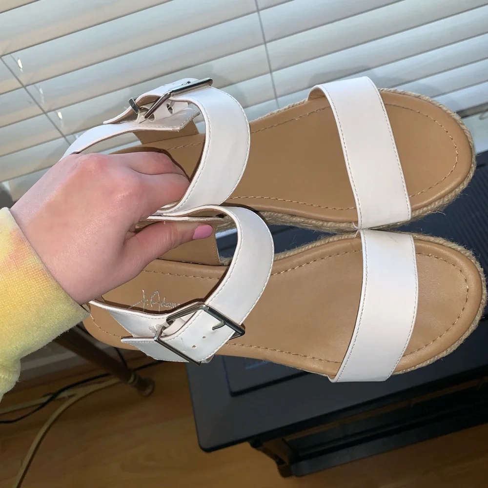 J Adams Platform Sandals with White Strap. Size 8.5, loosely worn - Picture 2 of 5